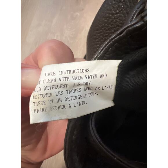 Eddie Bauer Backpack Pebbled Leather Brown Rucksack Drawstring Bag Vintage 90s - Picture 6 of 13